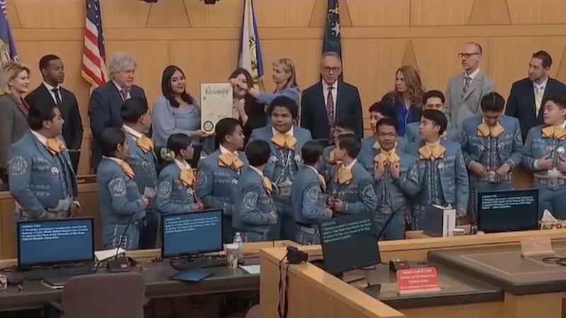 Students from Duane D Keller Middle School’s Mariachi Alas Doradas were celebrated Monday...