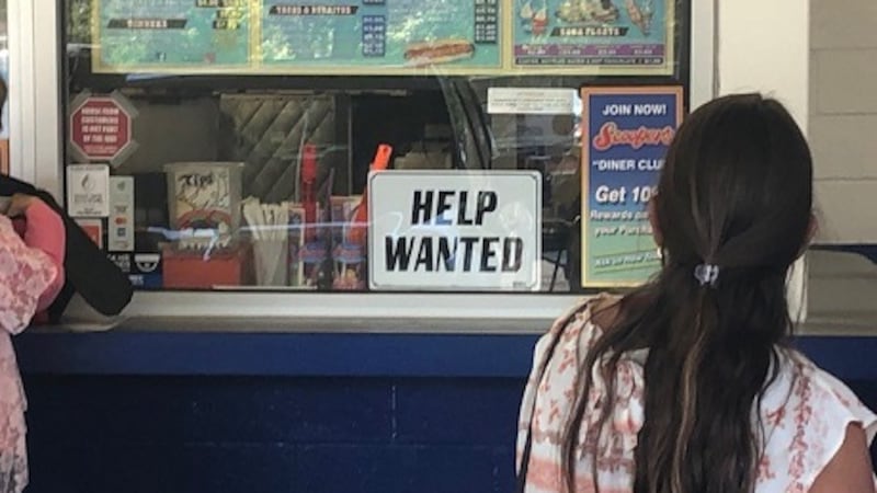 Help wanted sign at Scoopers in Sparks Nevada