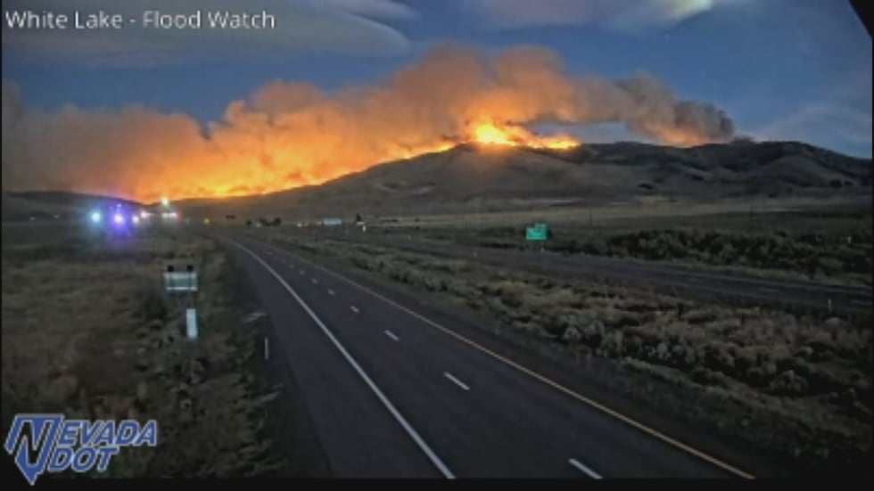 The Hawk Fire as seen from US 395 on Saturday evening