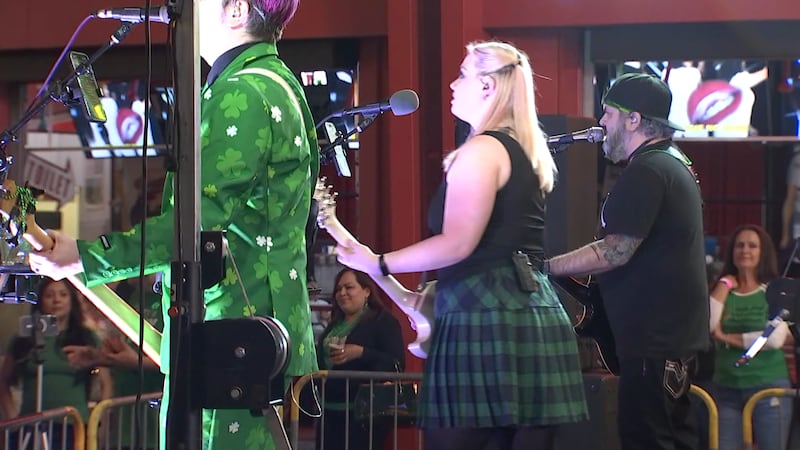 Downtown Las Vegas marked St. Patrick’s Day Tuesday night with a celebration at the Fremont...