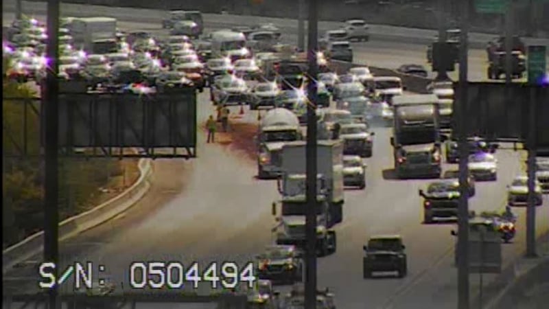 Debris is causing significant delays along the I15 near Sahara on Tuesday, September 15, 2026.