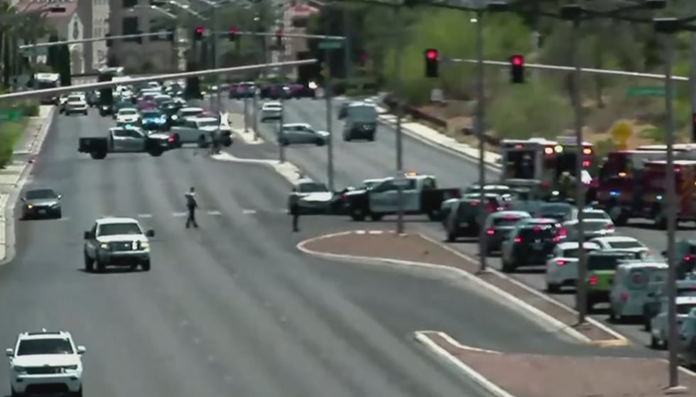 Las Vegas police say a motorcyclist was critically injured in a crash at Rampart Boulevard and...