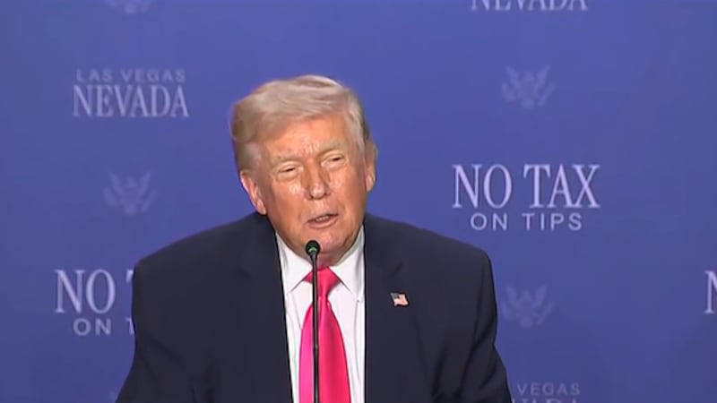 President Trump flew into Las Vegas Thursday for a roundtable discussion on the no tax on tips...