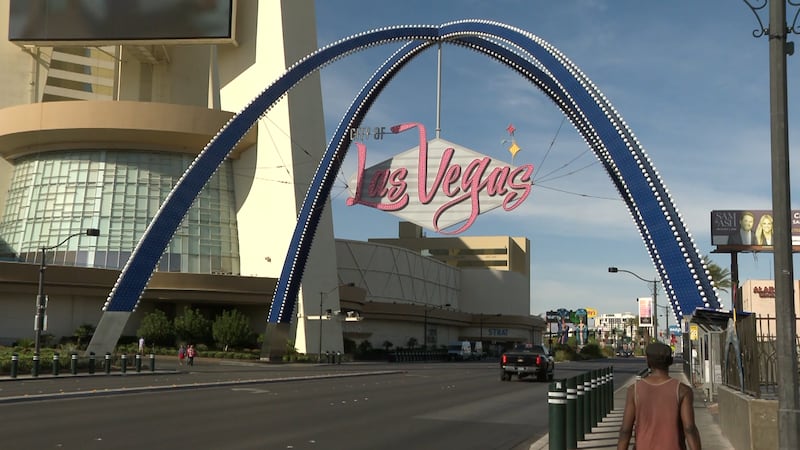Photo of the Las Vegas gateway arch in downtown, taken on March 23, 2026.