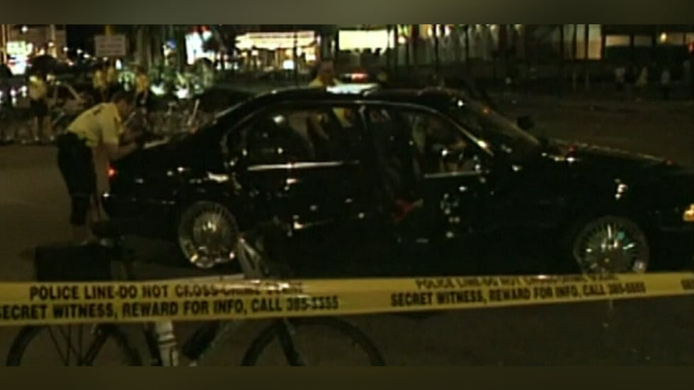 Tupac Shakur was shot near the Las Vegas Strip in 1996 while he was a passenger in a vehicle.