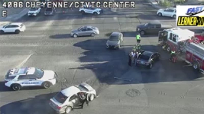 Two-vehicle crash blocks traffic near North Las Vegas Civic Center