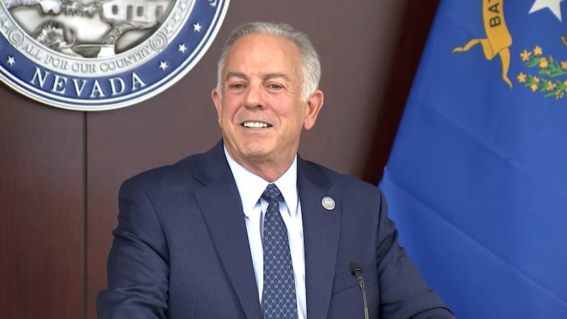 Gov. Joe Lombardo speaks during a news conference addressing Nevada’s ongoing recovery from a...