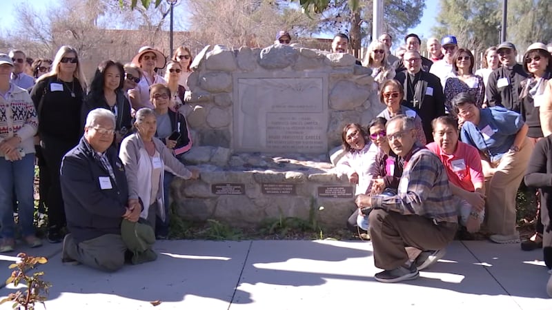 A group of more than 50 Southern Nevadans boarded a bus to retrace the path of Father...