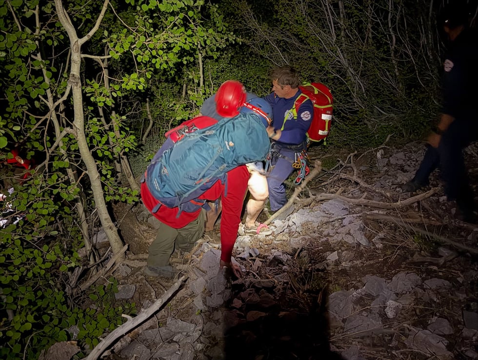 Las Vegas-area SAR teams assisted fire personnel with a nighttime rescue on Cathedral Rock...