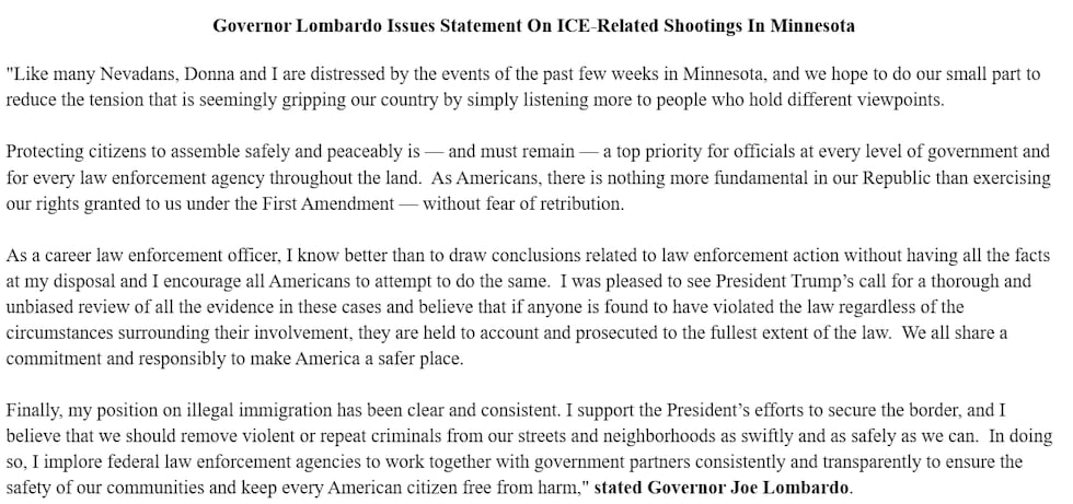 Governor Lombardo issued a statement reiterating a need for a thorough review of ICE-related...