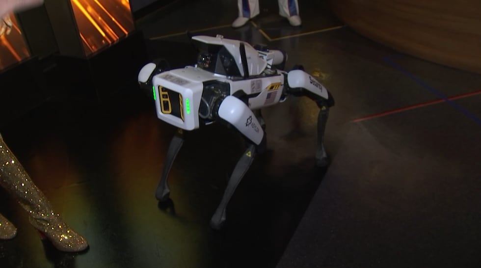 A robotic security dog is patrolling Madame Tussauds Wax Museum on the Las Vegas Strip.