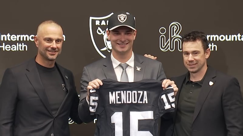 Las Vegas Raiders welcome Fernando Mendoza at team headquarters in Henderson