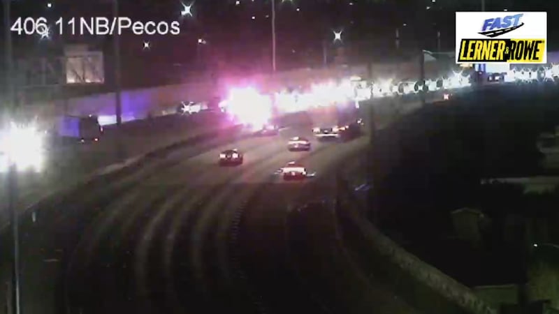 A police pursuit after a stolen car ended on I-11 northbound and Charleston Wednesday night,...