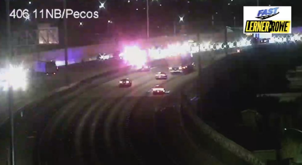 A police pursuit after a stolen car ended on I-11 northbound and Charleston Wednesday night,...