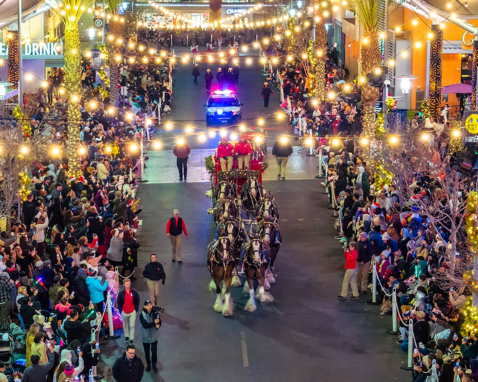 Los mundialmente famosos caballos Clydesdale de Budweiser encabezarán el desfile navideño de...
