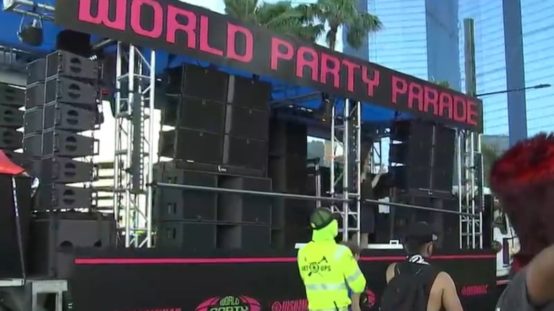 Thousands of annual festivalgoers and locals packed the north end of the Las Vegas Strip for...
