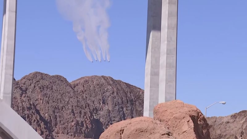 The U.S. Air Force Thunderbirds are set to fly over the Hoover Dam Tuesday morning in...