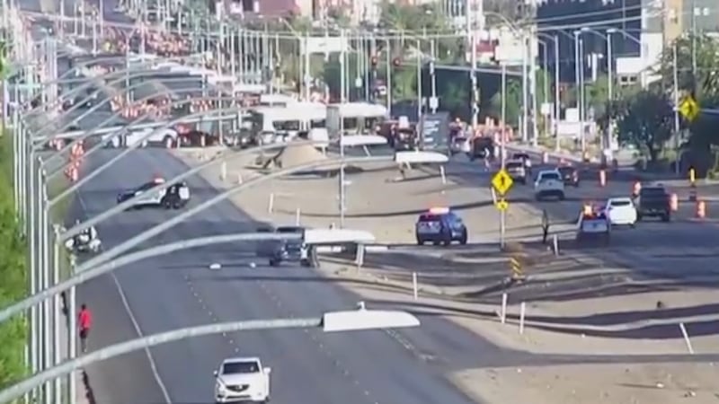 Las Vegas police shut down Boulder Highway near Russell Road after a pedestrian was...
