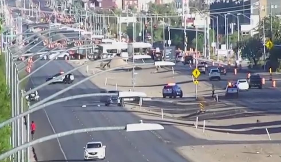 Las Vegas police shut down Boulder Highway near Russell Road after a pedestrian was...