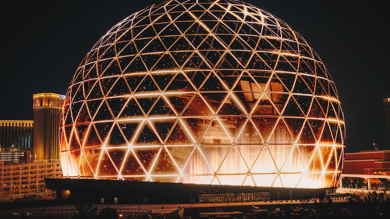 Sphere illuminated the Las Vegas skyline with its exterior, the Exosphere, for the first time...