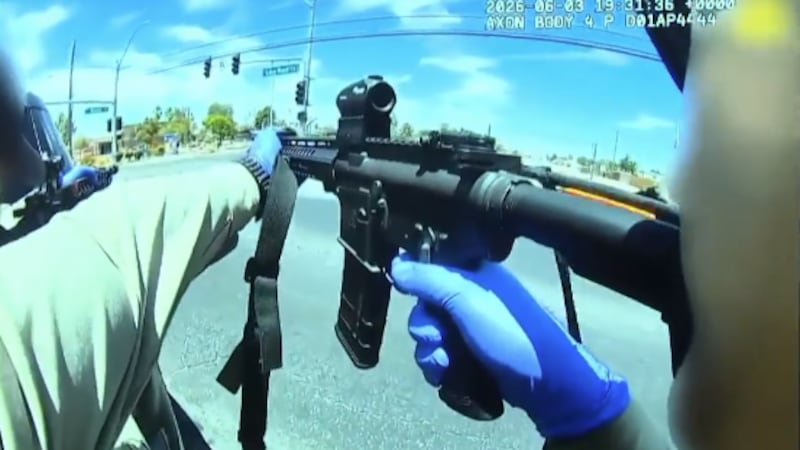 Las Vegas police shot and killed a man shooting at the public with a semi-automatic shotgun.