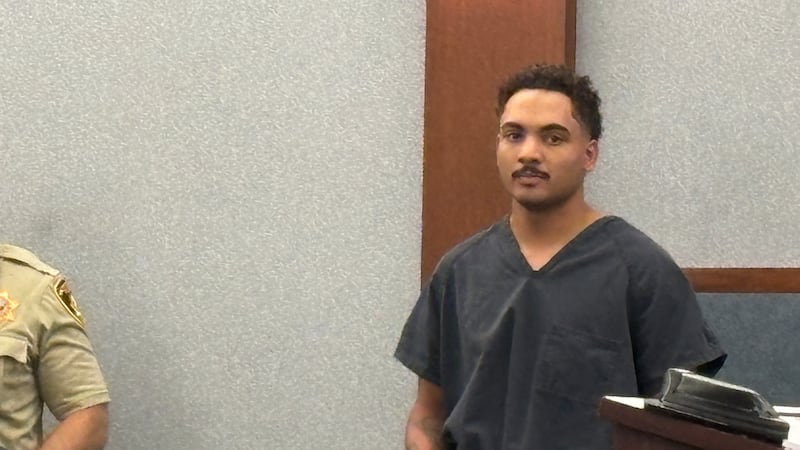 Las Vegas Metropolitan Police Department officer Jeremiah Jordan appeared in court on domestic...