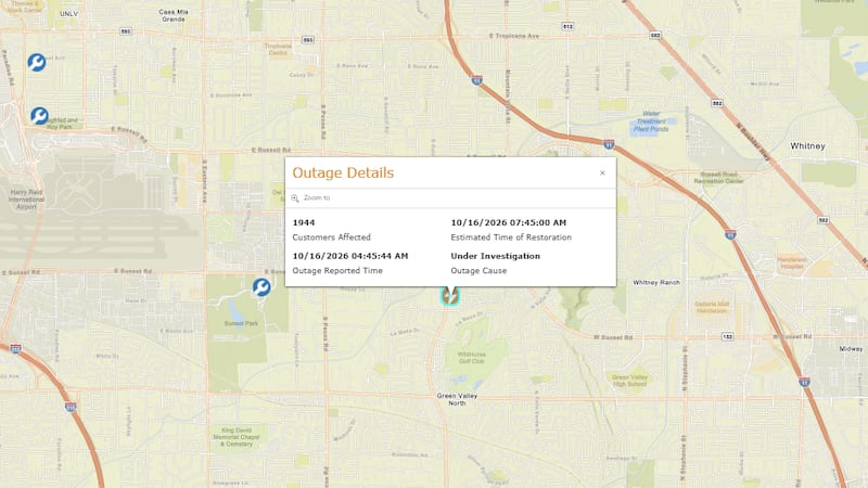 A power outage affecting more than 1,900 customers in the Henderson area on Friday morning,...
