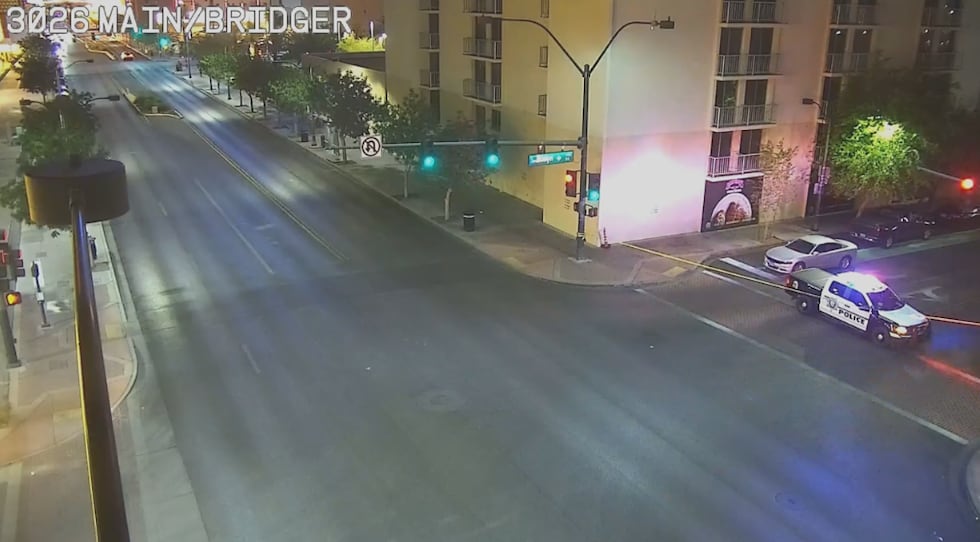 A battery investigation is underway in downtown Las Vegas Thursday night, police say.