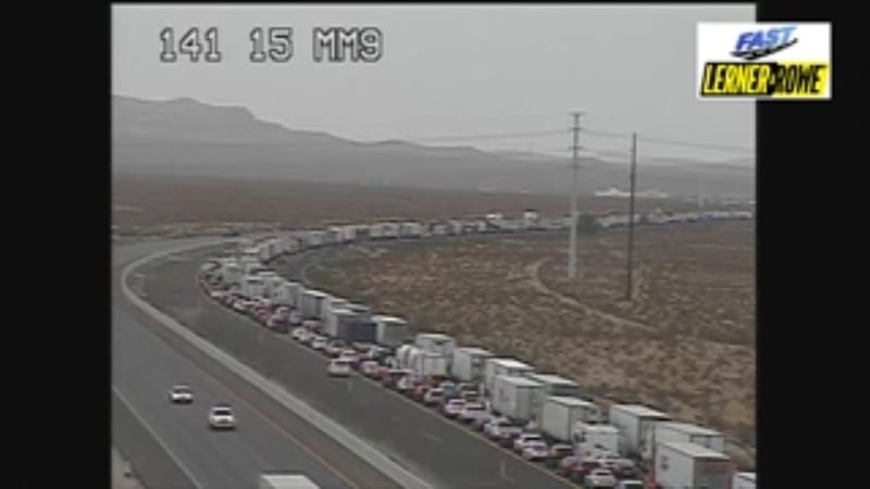 Police activity leads to back-up along the I-15 near Primm on Tuesday, August 11, 2026.