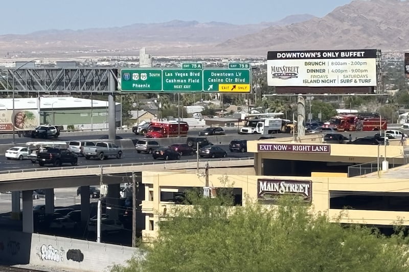 Police respond to shooting along I-11 in downtown Las Vegas on Wednesday, June 10, 2026.
