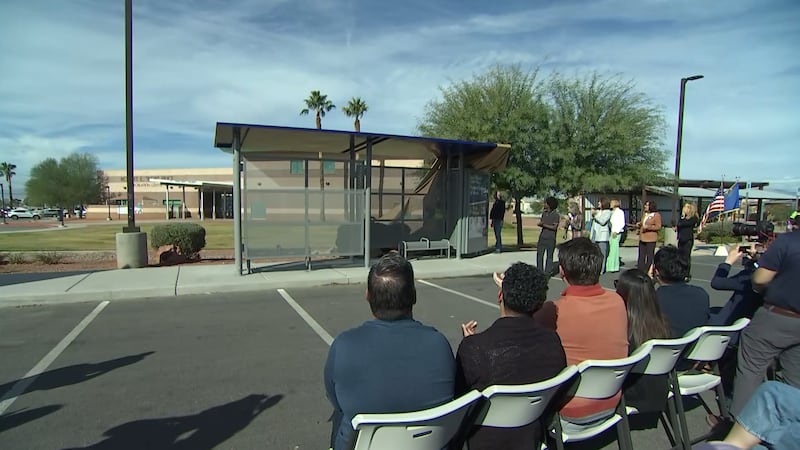 The Regional Transportation Commission unveils its first ‘dual-direction’ bus shelter outside...