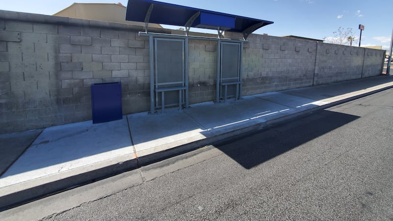 A slimline bus stop heat shelter in Las Vegas
