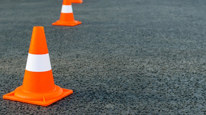 Bright orange traffic cones
