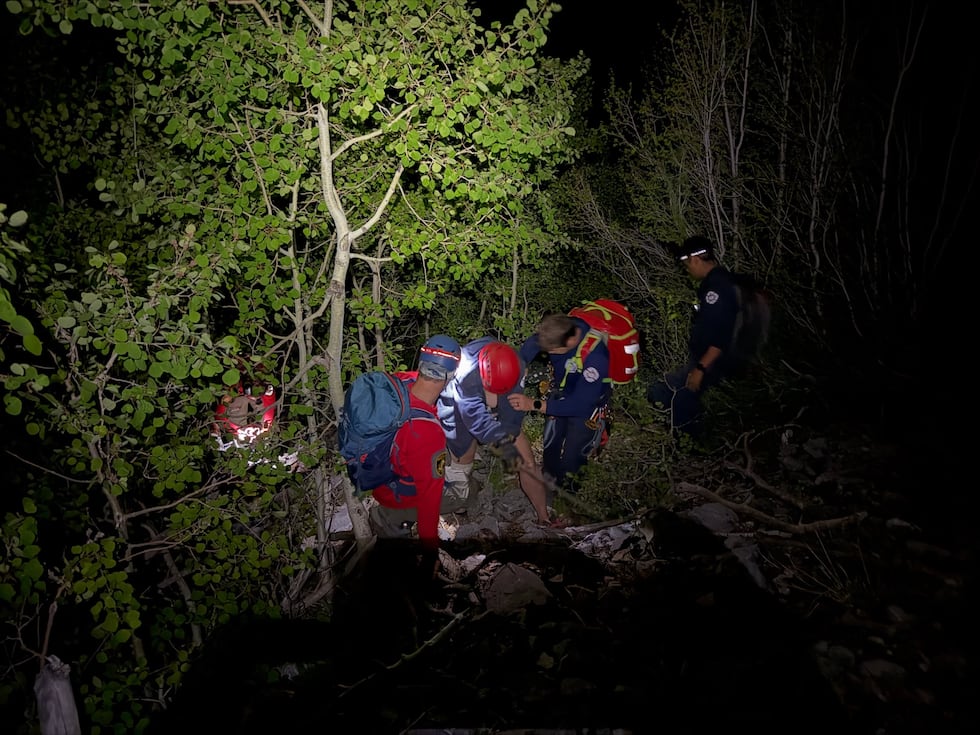 Las Vegas-area SAR teams assisted fire personnel with a nighttime rescue on Cathedral Rock...