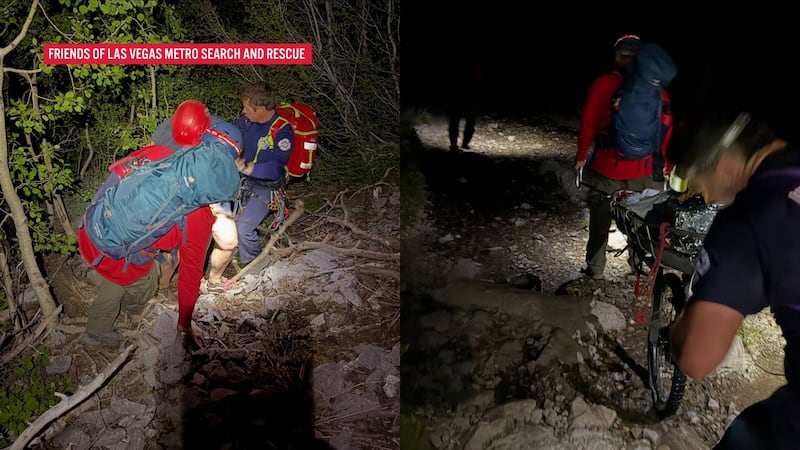 Las Vegas-area SAR teams assisted fire personnel with a nighttime rescue on Cathedral Rock...