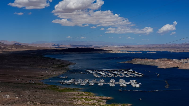 FILE - Lake Mead at Hoover Dam, Thursday, Aug. 22, 2024, near Boulder City, Nev. (AP...