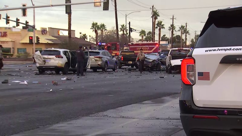 Officials with the Las Vegas Metropolitan Police Department said the crash happened just...