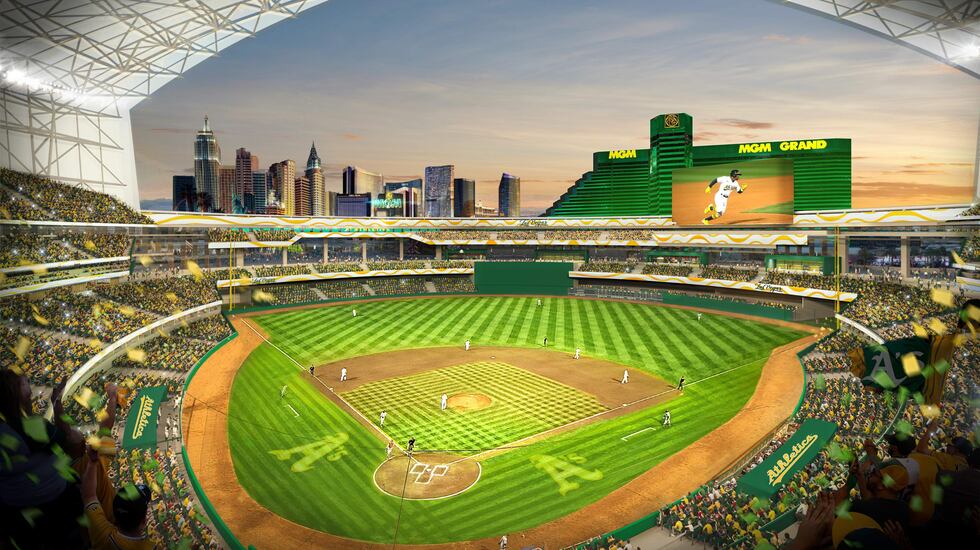 Los Oakland A’s publican imágenes del posible estadio de béisbol del Strip de Las Vegas.