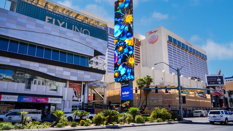 The LINQ Promenade debuts new sign along the Las Vegas Strip on Friday, May 15, 2026.