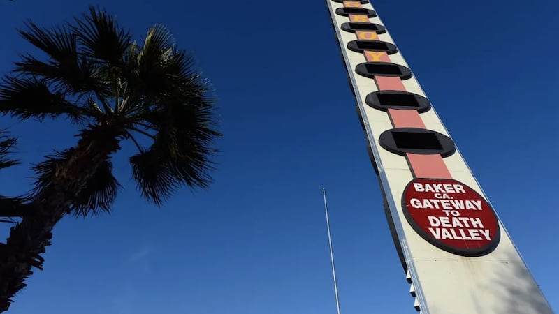 FILE: The World's Tallest Thermometer in Baker, California.