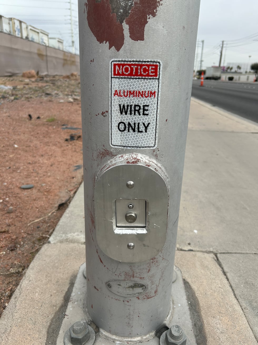 Clark County is placing stickers on street light poles that read “Notice: Aluminum Wire Only”...