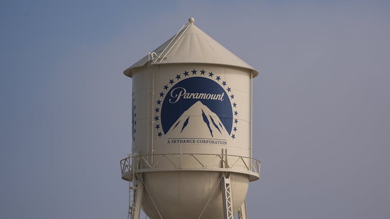 The Paramount Pictures water tower is seen in Los Angeles, Wednesday, Dec. 17, 2025.