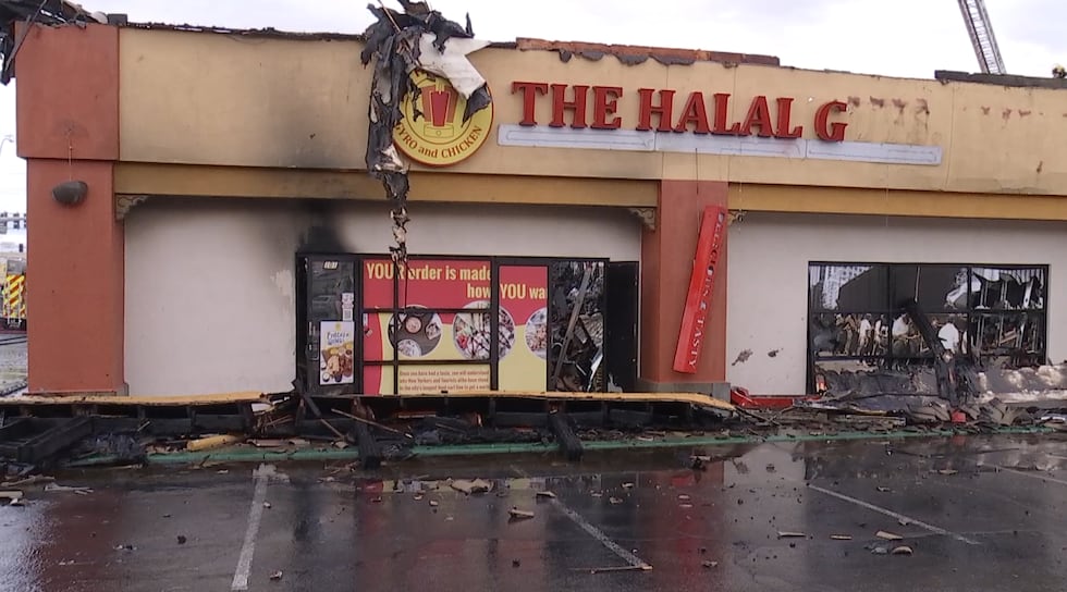 The Clark County Fire Department responded to a fire appearing from the roof of a Chinatown...