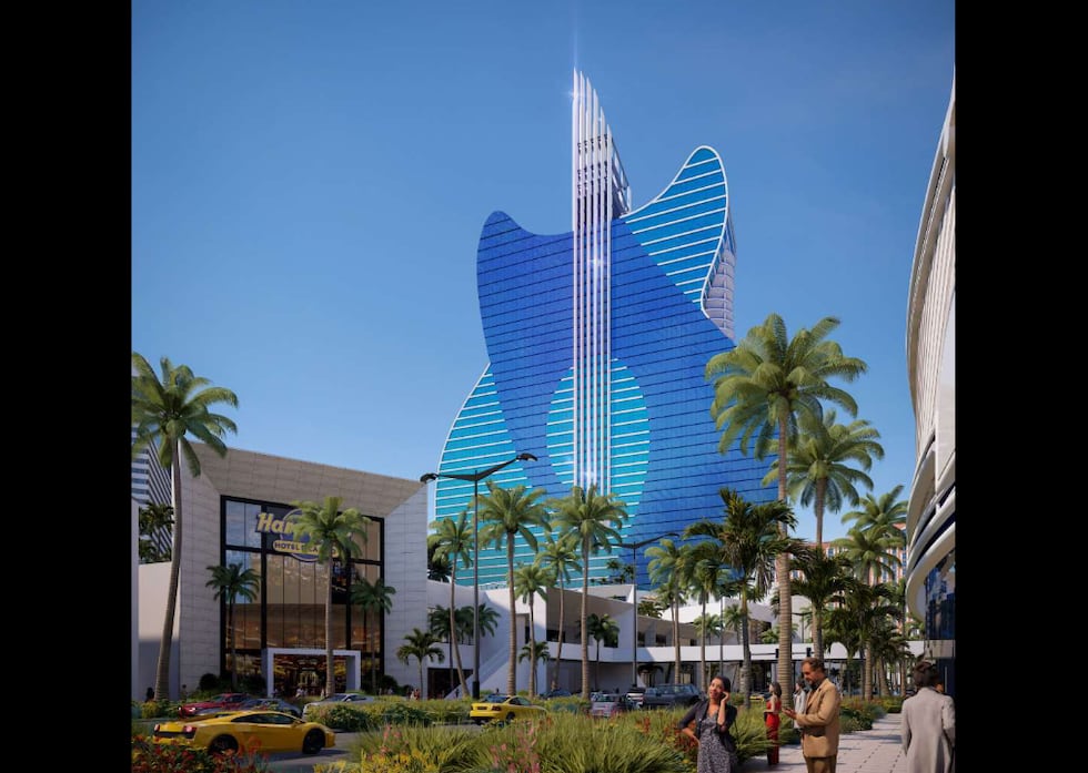 Hard Rock comparte nuevas imágenes del hotel con forma de guitarra que planea construir en el...