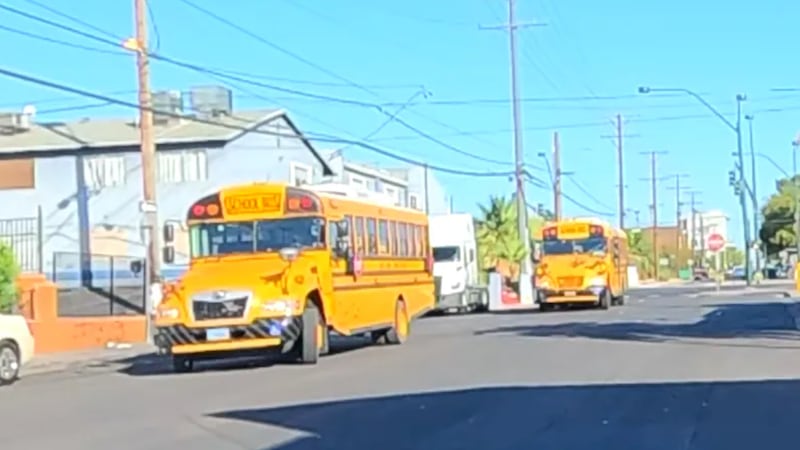 La policía de Las Vegas acudió al lugar de un accidente en el que un autobús escolar atropelló...
