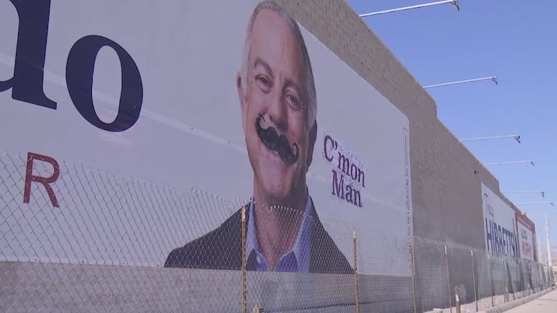 Alguien ha vandalizado una valla publicitaria de la campaña del gobernador Joe Lombardo en Las...